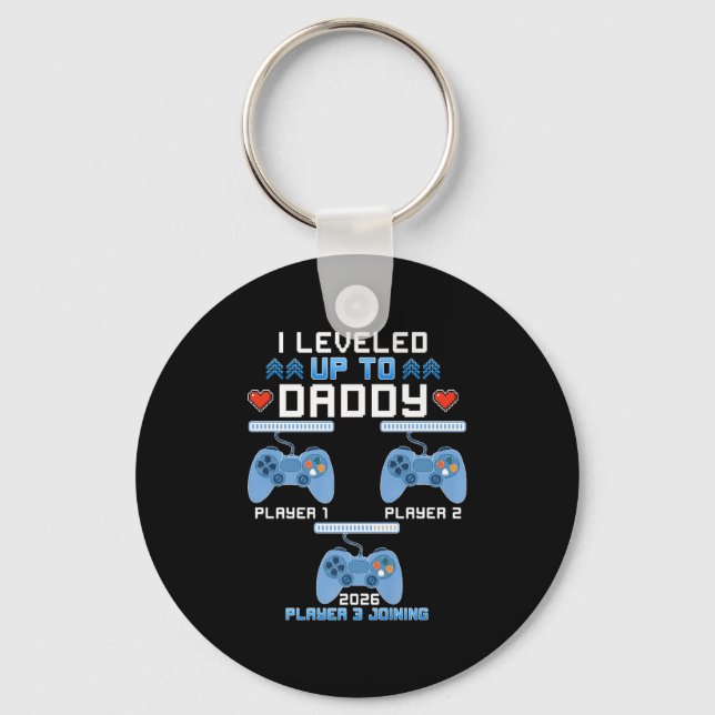 Levelled Up To Daddy Again Funny Gamer Dad Est 202 Key Ring (Front)