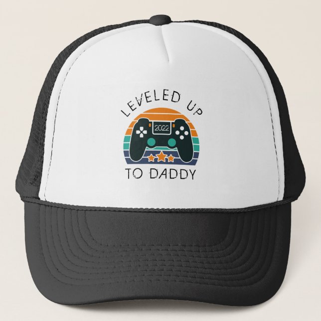 Levelled Up To Daddy First Father's Day Gamer  Trucker Hat (Front)