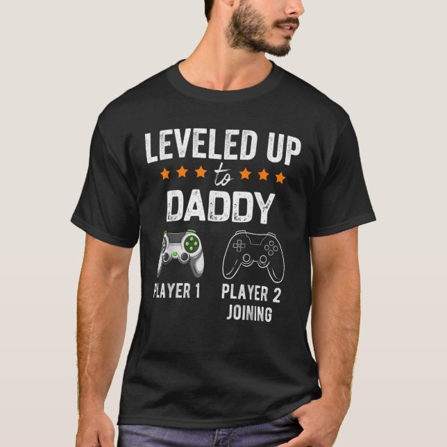 Levelled Up To Daddy Player 2 Joining Gamer Gift f T-Shirt (Front)