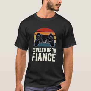 Levelled Up to Fiancé Gamer Engaged Couple Funny G T-Shirt