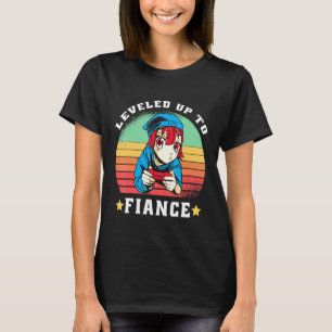 Levelled Up To Fiance Gamer Girlfriend Newly Engag T-Shirt