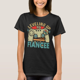  Levelled Up To Fiancee Gamer Newly Engaged Couple T-Shirt