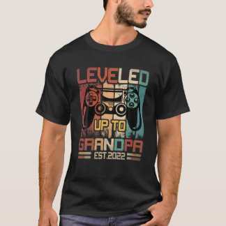 Levelled Up To Grandpa Est 2022 Vintage Video Game T-Shirt