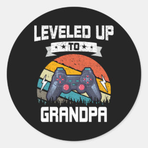 Levelled Up To Grandpa Video Gamer Gaming 1 Classic Round Sticker