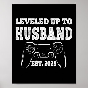 Levelled Up To Husband 2025 Newlywed Groom Just Ma Poster