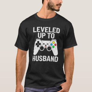Levelled Up To Husband Newly Married Groom Funny V T-Shirt