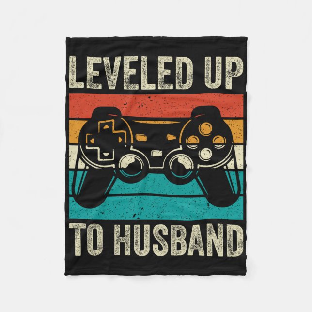 Levelled Up To Husband - Newlywed Groom - Just Mar Fleece Blanket (Front)