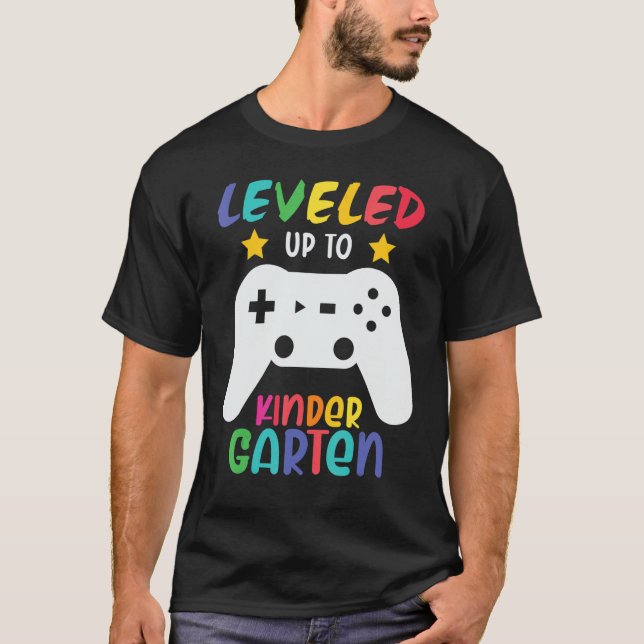Levelled Up To Kinder Garten Gaming Back To School T-Shirt (Front)