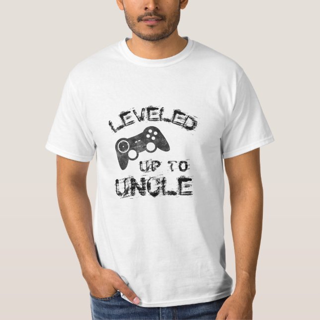 Levelled Up to Uncle | New Baby Curved Grunge Game T-Shirt (Front)