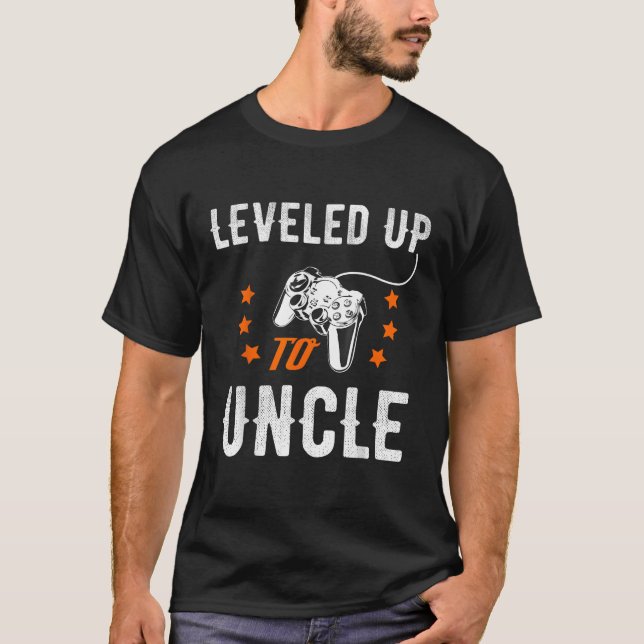 Levelled Up To Uncle New Uncle Gift For Gamer T-Shirt (Front)