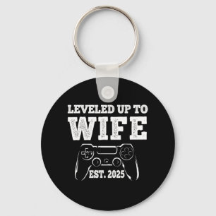 Levelled Up To Wife 2025 Funny Just Married Gamer  Key Ring