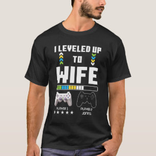 Levelled Up To Wife Gaming Controller Couple Gamer T-Shirt