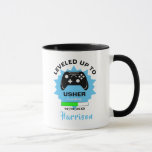 Levelled Usher Up Gamer Fun Glass Mug<br><div class="desc">A modern Usher gift idea for those who love playing computer generated games,  featuring two games consoles and a humour statement "Levelled Up To Usher" Just customise with a personal name for that extra special touch at no extra cost.</div>