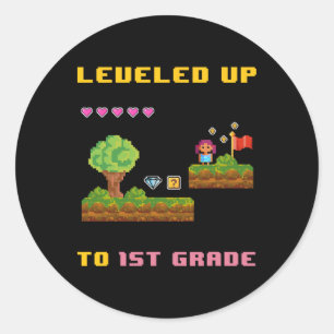 Levelling Up 1st Grade Ck To School Shirt Funny Ga Classic Round Sticker