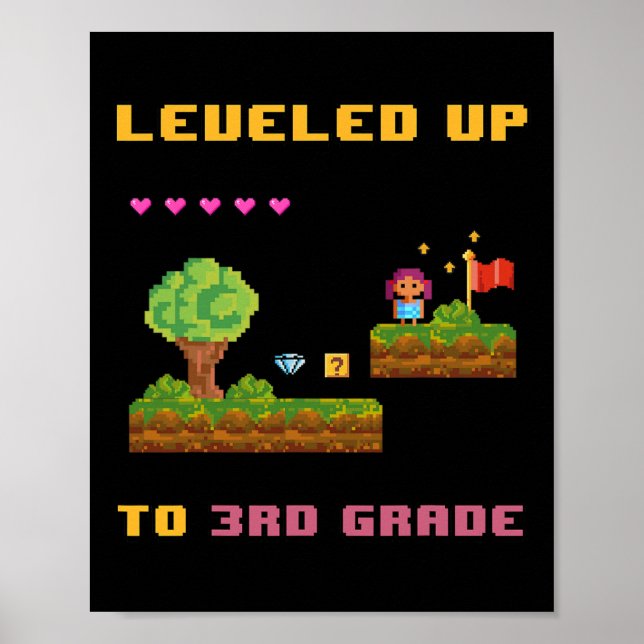 Levelling Up 3rd Grade Ck To School Shirt Funny Ga Poster (Front)