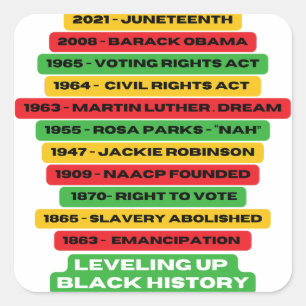 Levelling Up Black History Timeline  Square Sticker
