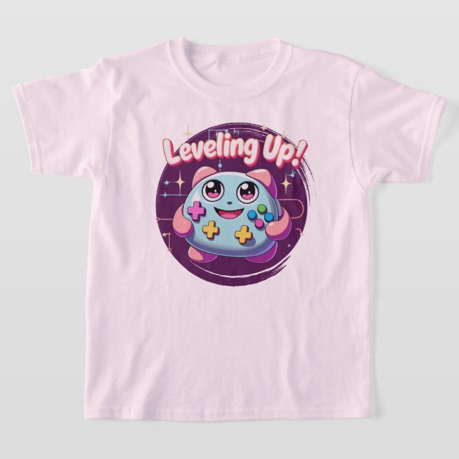 Levelling Up! Cute Gaming Controller Kawaii Tee (Laydown)