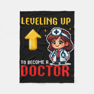 Levelling Up Doctor Ck To School Funny Gamer Girls Fleece Blanket