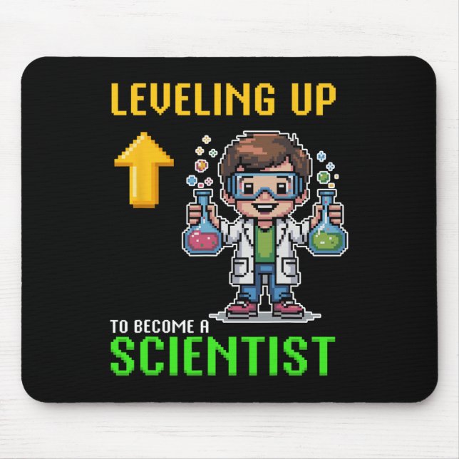 Levelling Up Scientist Ck To School Funny Gamer Bo Mouse Mat (Front)