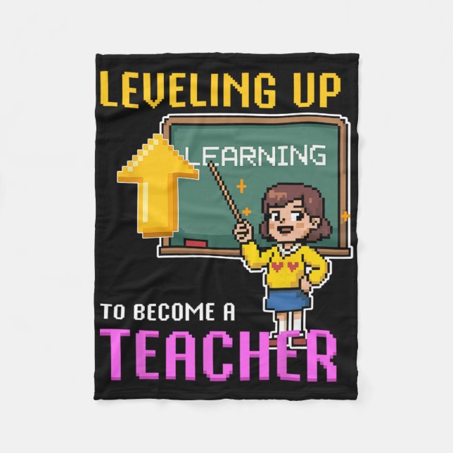 Levelling Up Teacher Ck To School Funny Gamer Girl Fleece Blanket (Front)