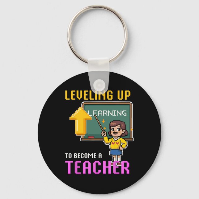 Levelling Up Teacher Ck To School Funny Gamer Girl Key Ring (Front)