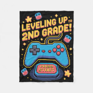 Levelling Up To 2nd Grade Gamer 8 Bit Pixelated Pi Fleece Blanket