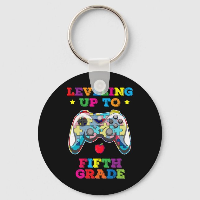 Levelling Up To 5th Grade Autism Gamer Ck To Schoo Key Ring (Front)