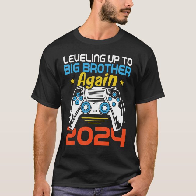 Levelling up to Big Brother Again 2024 Baby Announ T-Shirt (Front)