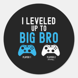 Levelling Up To Big Brother Design Video Game Play Classic Round Sticker