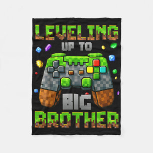 Levelling Up To Big Brother For Gamer Boys Kids Ga Fleece Blanket