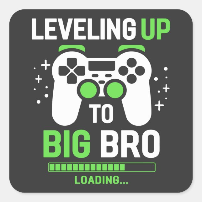 Levelling Up To Big Brother Gaming Square Sticker (Front)