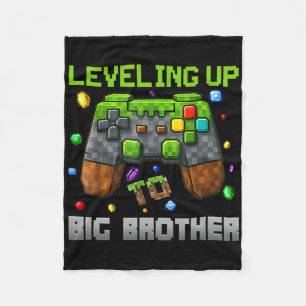 Levelling Up To Big Brother Shirt Funny Gamer Pixe Fleece Blanket