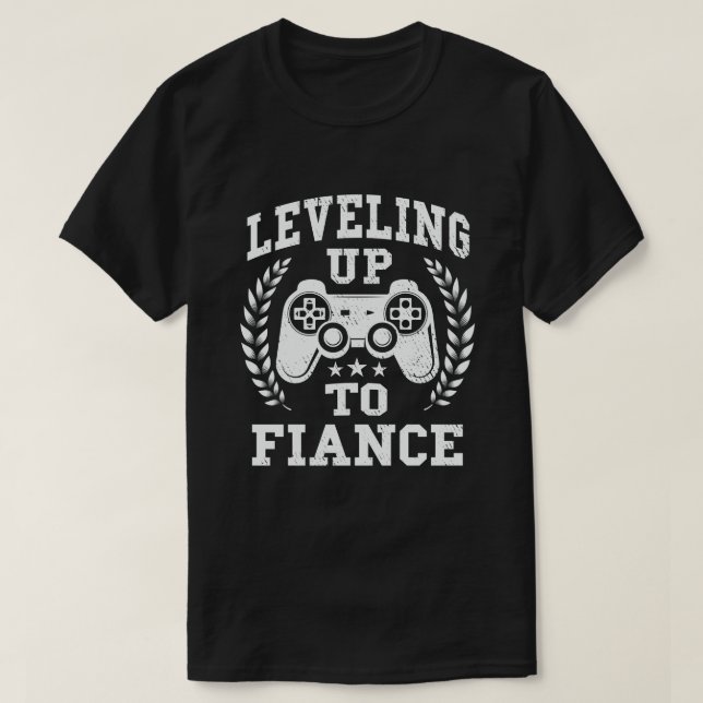 Levelling Up To Fiance Newly Engaged Couple Video T-Shirt (Design Front)