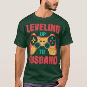 Levelling Up To Husband Funny Groom Wedding Marrie T-Shirt