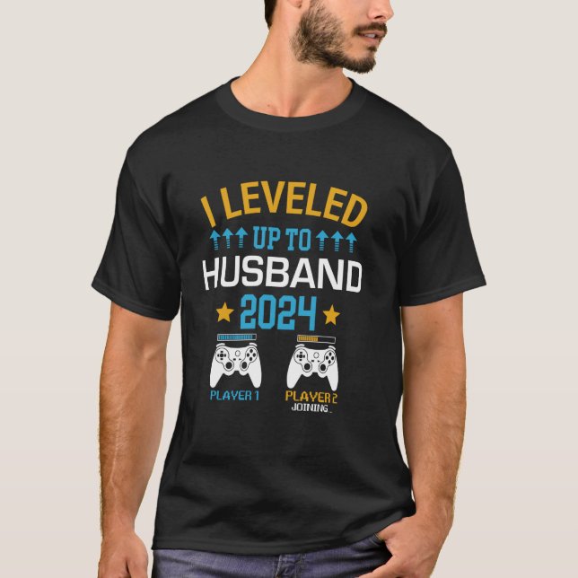 Levelling Up to Husband Gaming Groom Bachelor Part T-Shirt (Front)