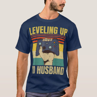 Levelling Up To Husband  Groom Gamer Wedding  T-Shirt
