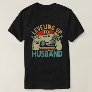 Levelling Up To Husband Groom To Be Bachelor Gamer T-Shirt