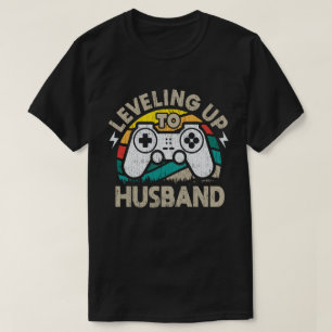 Levelling Up To Husband Groom To Be Bachelor Gamer T-Shirt