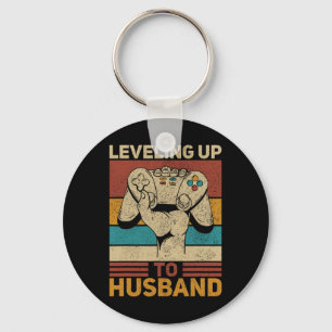 Levelling Up To Husbynd Retro Gamer Tee Groom Bych Key Ring