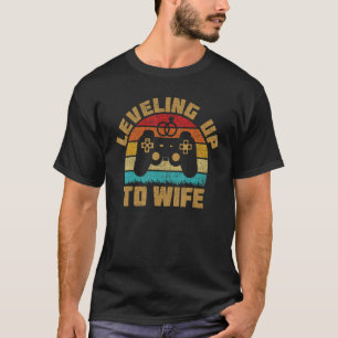 Levelling Up To Wife Funny Bride Gamer Couples Mat T-Shirt