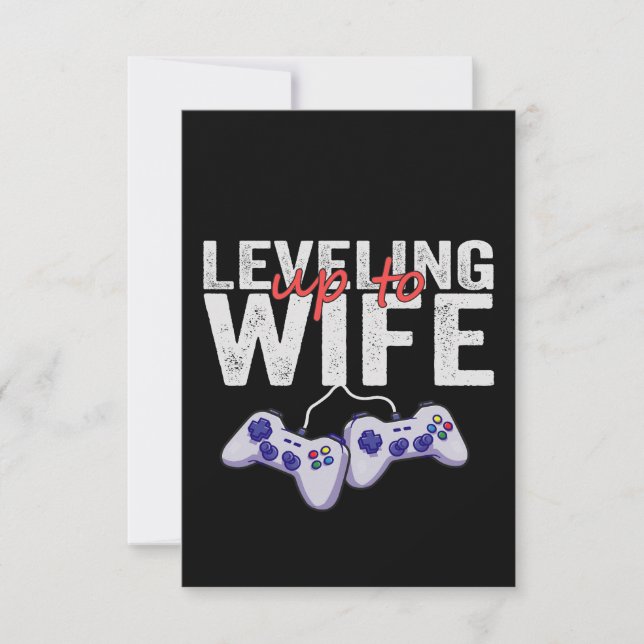 Levelling Up To Wife Funny Valentine Gaming Gift Thank You Card (Front)