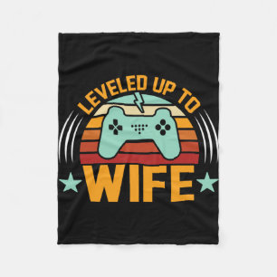 Levelling Up To Wife Newly Married Gamer Funny Gam Fleece Blanket
