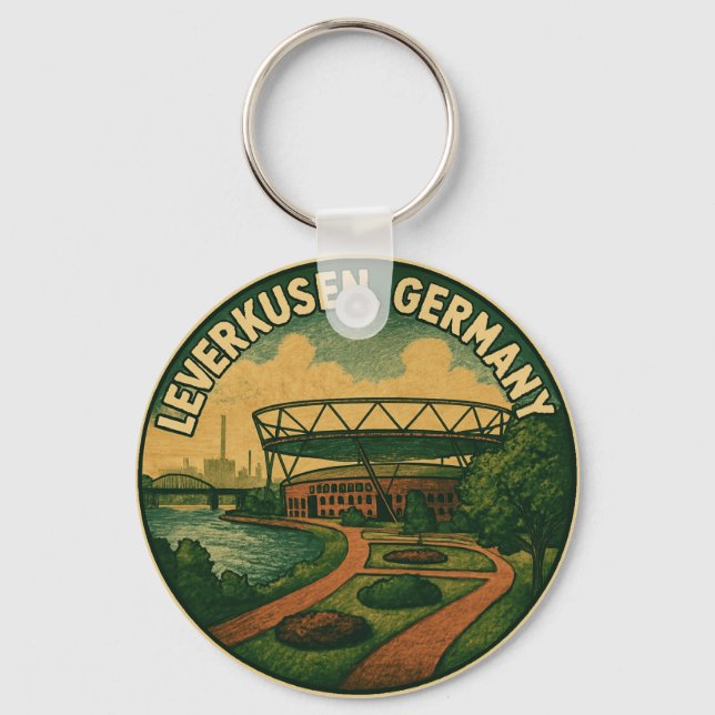 Leverkusen Germany Riverfront Key Ring (Front)