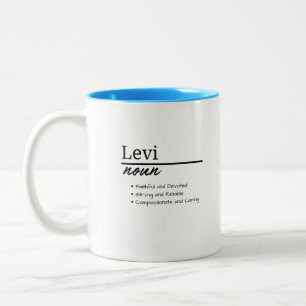 Levi, Boy Personalised Name Definition Two-Tone Coffee Mug