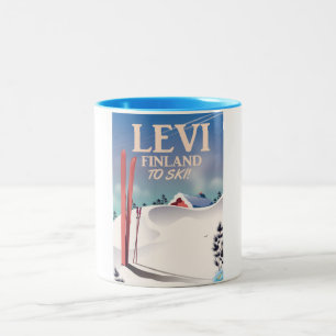 Levi, Finland ski travel poster Two-Tone Coffee Mug