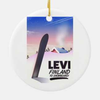 Levi Finland Snowboarding travel poster Ceramic Tree Decoration