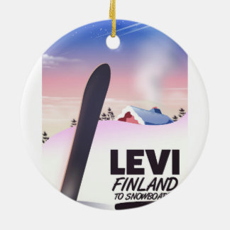 Levi Finland Snowboarding travel poster Ceramic Tree Decoration
