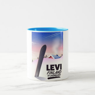 Levi Finland Snowboarding travel poster Two-Tone Coffee Mug