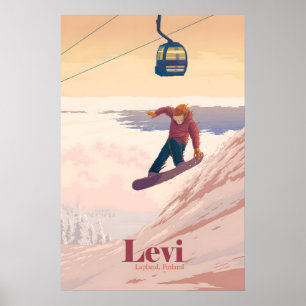 Levi Lapland Finland Snowboarding Travel Poster