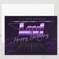 Levi Last Name First Name lilac retro card birthda